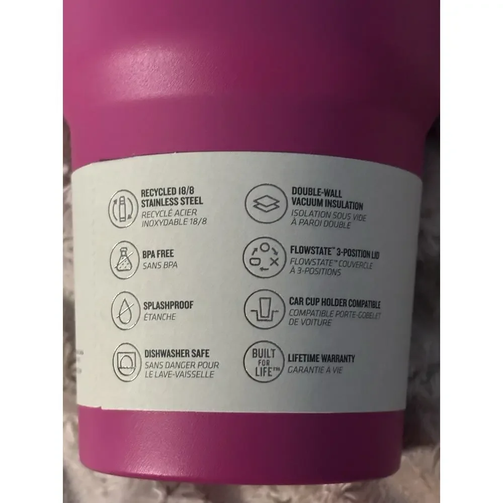 Stanley 30 Oz Tumbler New Authentic Quencher H2.0 Matte Pink Flowstate - Picture 5 of 6